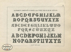 Alphabet Text Pdxc11372 Black & White Engraving