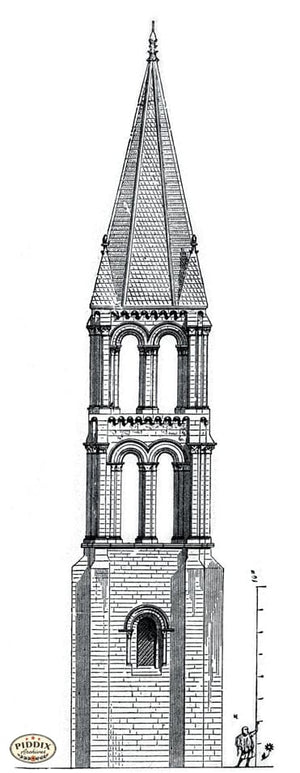 Pdxc11690 -- Architecture Engravings Tower Black & White Engraving
