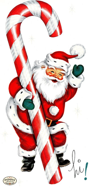Pdxc24196A -- Santa Claus With Candy Cane Color Illustration