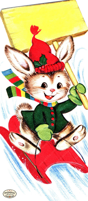 Pdxc24258A -- Rabbit Sledding Color Illustration