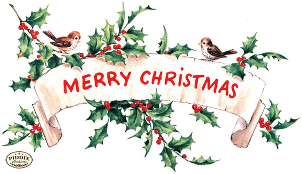 PDXC23506a_1 -- Merry Christmas Banner Birds - piddix