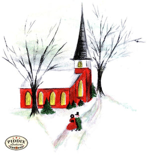 PDXC23537b -- Snowy Church and Couple