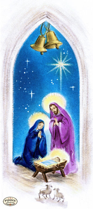 Pdxc10069 -- Christmas Manger Wise Men Virgin Mary Color Illustration