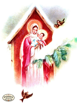 Pdxc10094B -- Christmas Manger Wise Men Virgin Mary Color Illustration