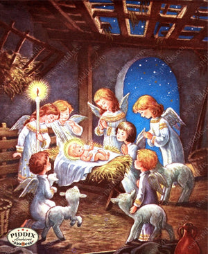 Pdxc10101 -- Christmas Manger Wise Men Virgin Mary Color Illustration