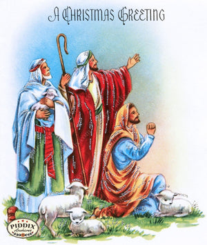 Pdxc10120A -- Christmas Manger Wise Men Virgin Mary Color Illustration
