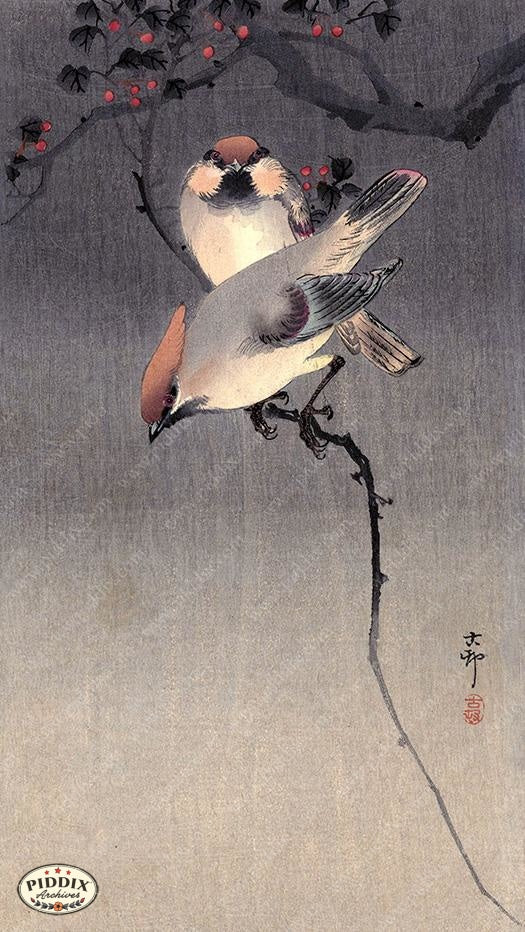 PDXC19531 -- Japanese Birds and Leaves - piddix PDXC19531 -- Japanese Birds and Leaves - piddix