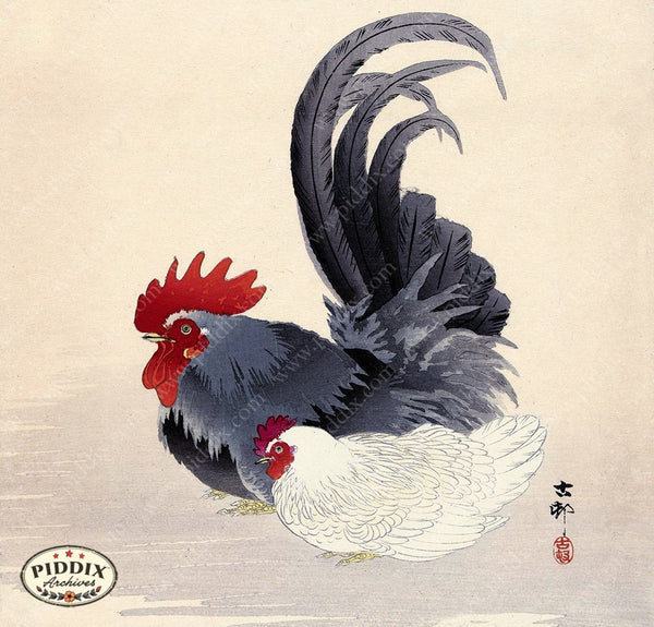 PDXC19561 -- Japanese Rooster and Hen - piddix