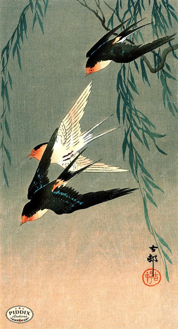 PDXC19567 -- Japanese Birds and Leaves - piddix