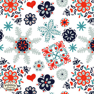 Pdxc21765A -- Flower Pattern Red White Blue