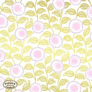 Pdxc21789C -- Pink Flower Gold Leaf Pattern