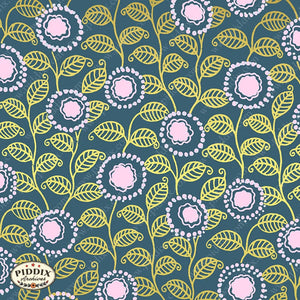 Pdxc21789E -- Pink And Blue Flower Gold Leaf Pattern