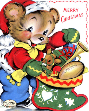 Pdxc24217A -- Merry Christmas Bear And Toys Color Illustration
