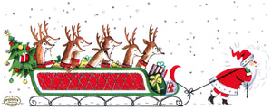 Pdxc10015A -- Santa Claus Pulling Reindeer Sleigh Color Illustration