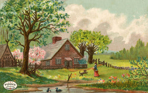Pdxc11020 -- Landscapes Woman And Dog Color Illustration