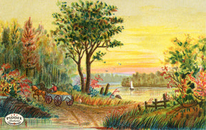 Pdxc11034 -- Landscapes Horse And Cart Color Illustration