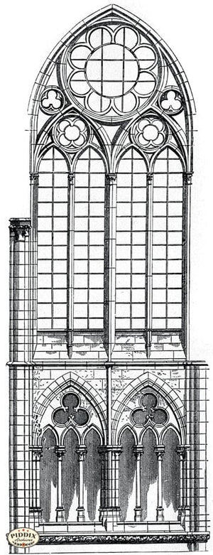 Pdxc11694 -- Architecture Engravings Windows Black & White Engraving