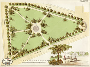 Pdxc1636 -- Garden Maps Black & White Engraving