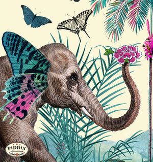 Pdxc18213B_Square -- Menagerie Square Elephant Butterfly Color Illustration