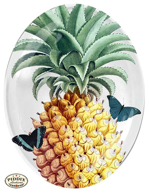Pdxc19308B_Ovalglassplate_Pineapple -- Oval Plate Pineapple Color Illustration