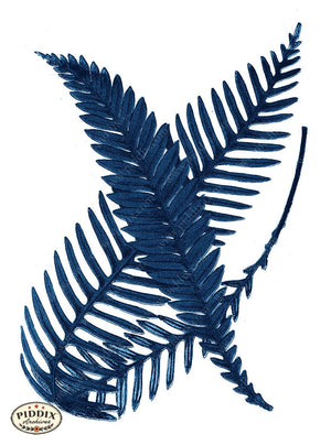 Pdxc21143B -- Fern Fronds Blue Color Illustration