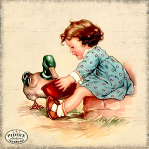 Pdxc21529 -- Farm Girl With Duck Color Illustration