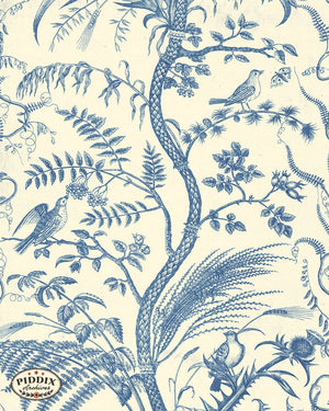 Pdxc23970A -- Toile Birds And Leaves Color Illustration