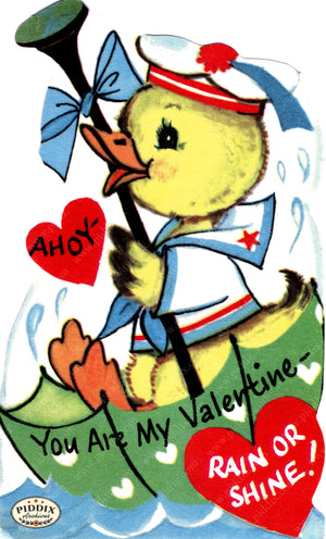 Pdxc24212A -- Valentine Duckling Sailor With Umbrella Color Illustration