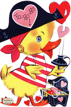 Pdxc24213A -- Duckling Pirate Valentine Color Illustration