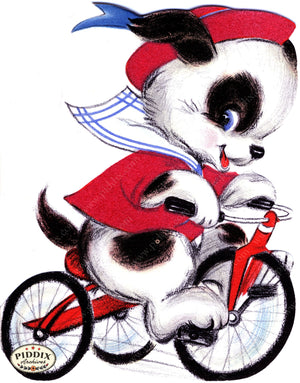 Pdxc24215A -- Dog Riding Tricycle Color Illustration