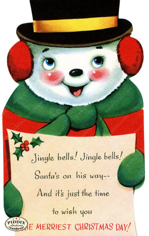 Pdxc24224C -- Christmas Snowman Caroling Jingle Bells Color Illustration