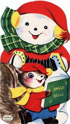 Pdxc24227A -- Christmas Snowman And Squirrel Color Illustration