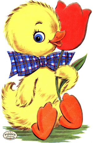 Pdxc24236A -- Duckling In Bowtie With Flower Color Illustration