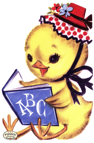 Pdxc24238A -- Baby Chick Reading Color Illustration