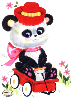 Pdxc24239A -- Panda In Red Wagon Color Illustration
