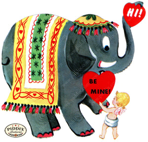 Pdxc24244A -- Elephant With Valentine Color Illustration