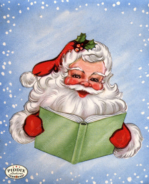 Pdxc24262A -- Christmas Santa And Book Color Illustration