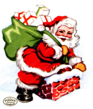 Pdxc24262B -- Christmas Santa On Chimney Color Illustration