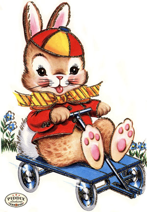 Pdxc24266A -- Rabbit Riding Wagon Color Illustration