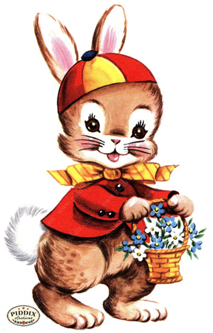 Pdxc24266B -- Rabbit With Flower Basket Color Illustration