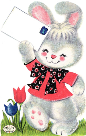 Pdxc24269A -- Rabbit Holding Letter Color Illustration