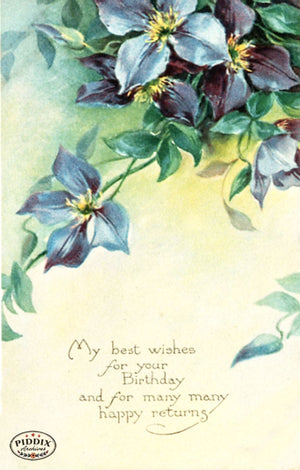 Pdxc7532 -- Flower Cards Clematis Birthday Color Illustration