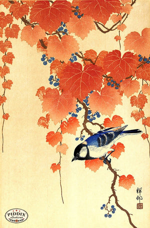 PDXC19544 -- Japanese Bird and Leaves