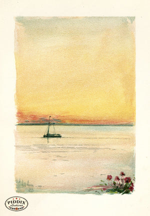 PDXC20316 -- Sunset Boat with Flowers