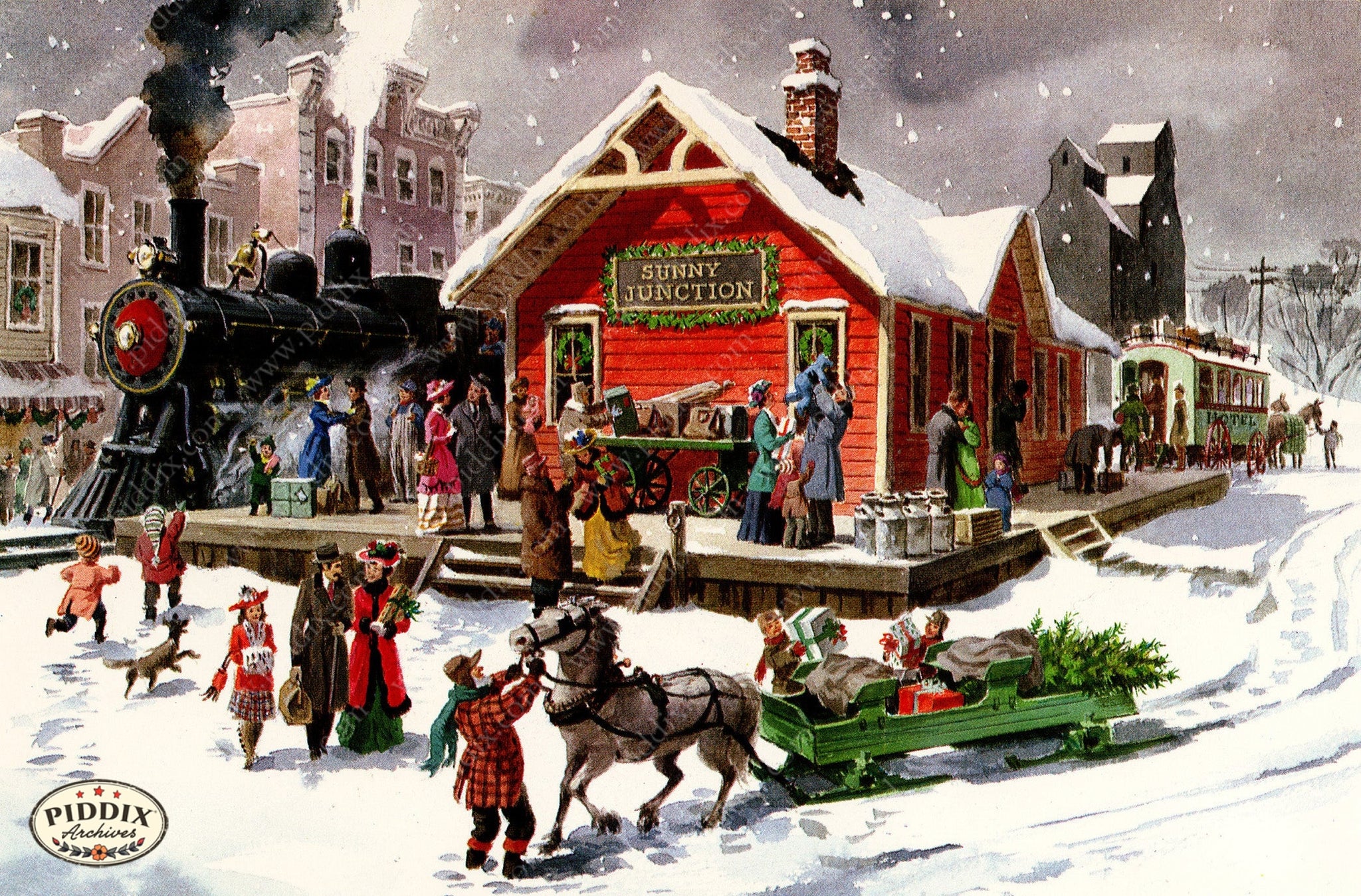 Christmas Twilight Carolers Church Service Snowy Scene CROSS STITCH PATTERN