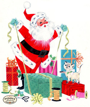 PDXC21669a -- Santa and Cat Gift Wrapping