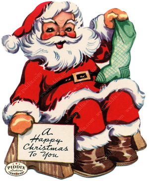 PDXC21676a -- Santa Sitting Happy Christmas