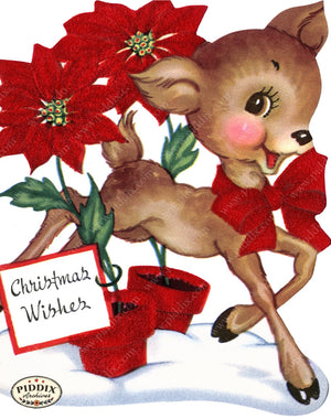 PDXC23524a -- Christmas Wishes Poinsettia Deer