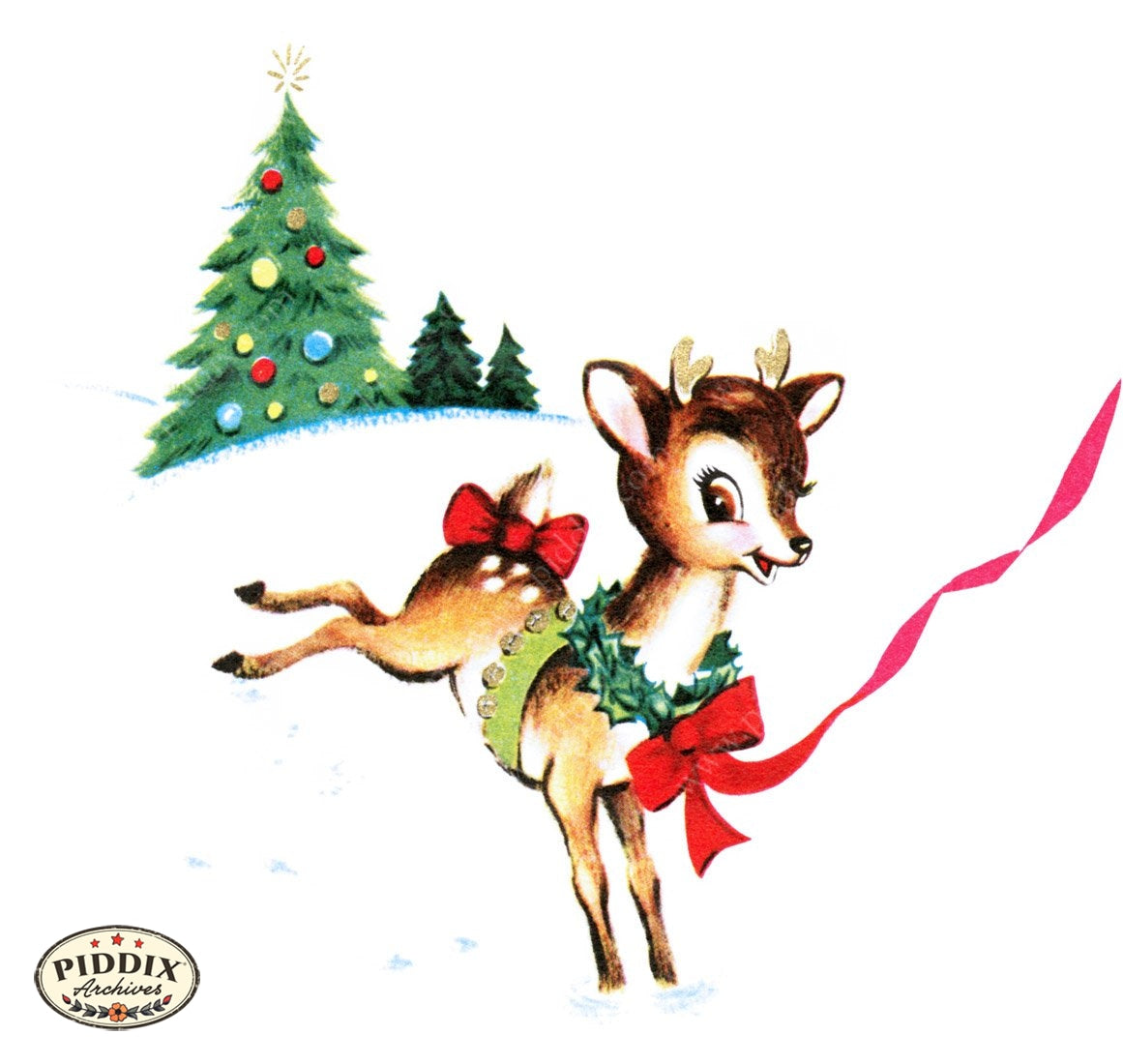 Pdxc10052B -- Christmas Deer Color Illustration