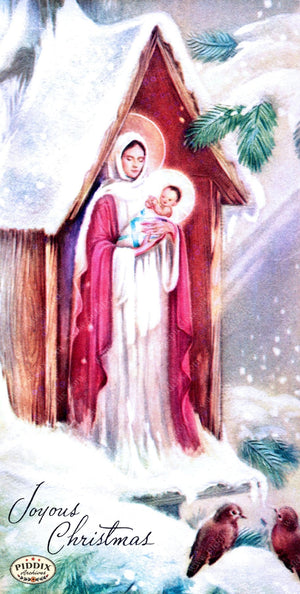 Pdxc10094B -- Christmas Manger Wise Men Virgin Mary Color Illustration